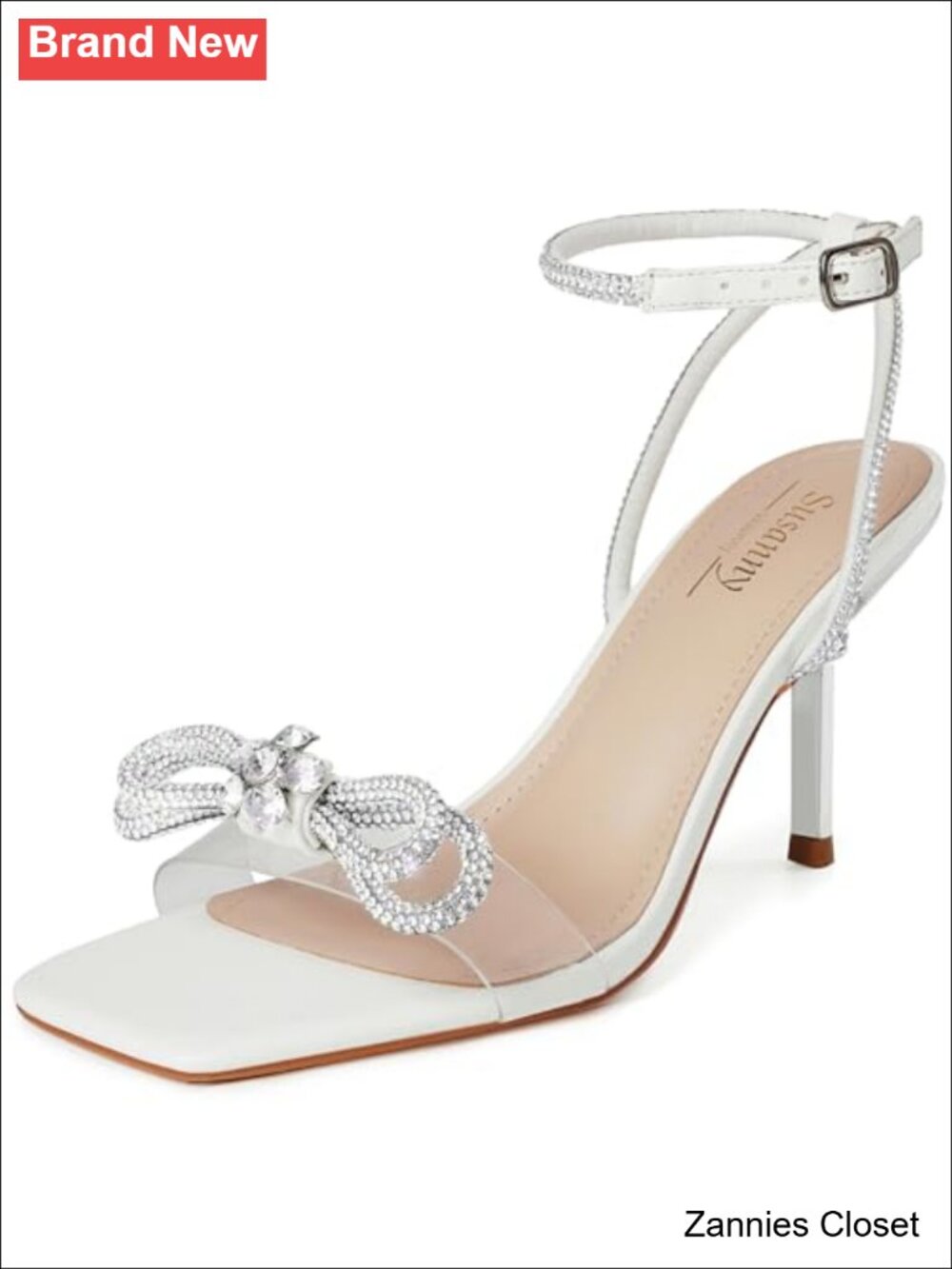 ✨ Women's Rhinestone Bow Slingback Kitten Heels Pointed Toe Party Prom Dress